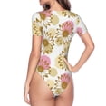 thumbnail image 4 of Naloa Sunflowers Women's Short-Sleeved Onesie, One-Piece Swimsuit for Parties, dates, clubs - Large, 4 of 9