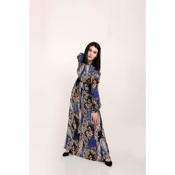 Hailey Long Sleeve self belted Maxi Dress
