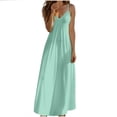 thumbnail image 2 of Antinious Ladies Summer Dress,Casual Beach Dresses for Women,Party Dresses for Women Solid V-Neck Adjustable Strap Dress,Mint Green,M, 2 of 5
