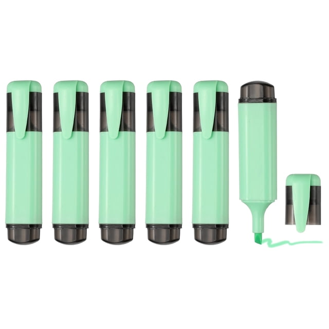 Uxcell Highlighter Pen, 6 Pack Water Based Broad Tip Writing Marker Pens Cute Pastel Colored Highlighter Studying Supplies for Office Home Daily Use, Green