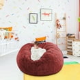 thumbnail image 2 of Begzeat Clearance Giant Fur Bean Bag Chair Cover for Kids Adults, Living Room Furniture Big Round Soft Fluffy Faux Fur Beanbag Lazy Sofa Bed Cover(Cover only, No Filler, Wine, 6FT), 2 of 9