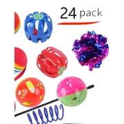 Multi Variety Mouse Spring Ball Cat Toys 24 Pack With Tunnel