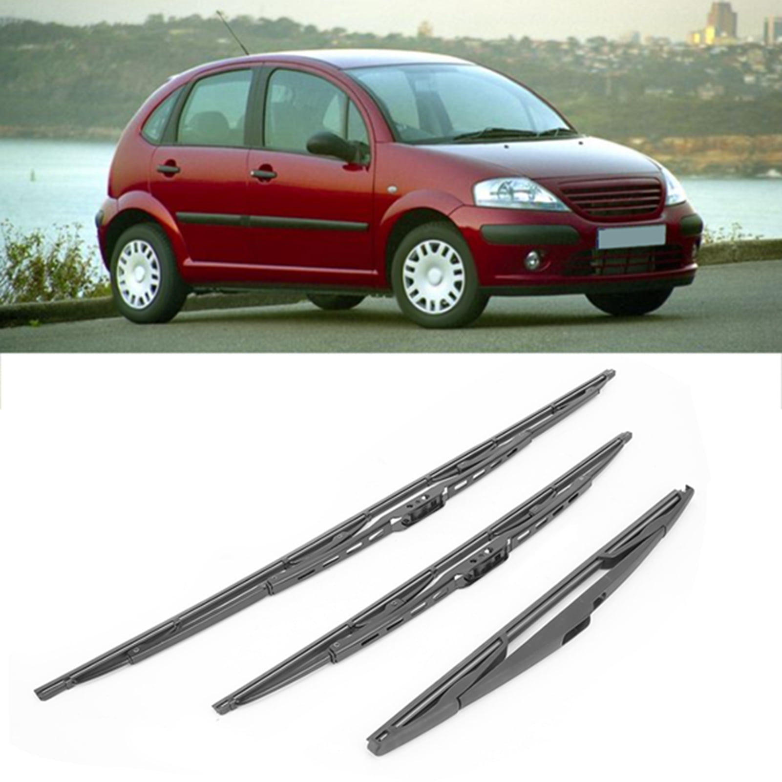 3Pcs/Set Front  Rear Windshield Wiper Blade Window Windshield Wiper Blades Replacement For Citroen C3 Mk1 Models 2002-2008