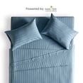 thumbnail image 6 of Sleep Zone Striped Cooling Sheets Set King Size - Fitted Flat Sheet & Pillowcase Sets 4 Piece - Super Soft Stripe Bed Sheet, Easy Care, Deep Pocket (Flint Blue, King), 6 of 7
