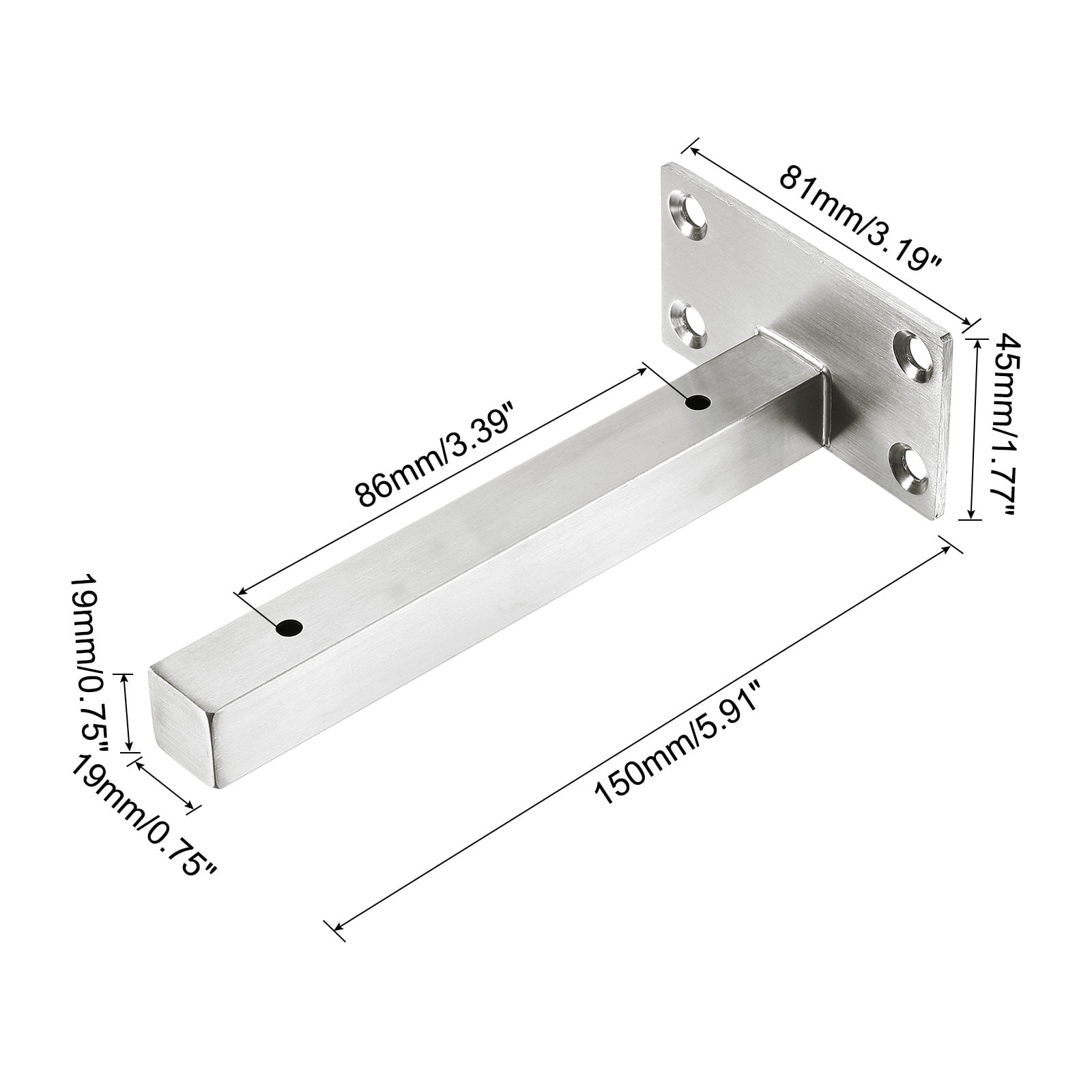 Floating Shelf Bracket, 4 Pack 6 Inch Stainless Steel Hidden Wall Mounted Shelf Supports