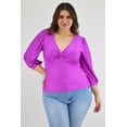 thumbnail image 1 of Blusa de satín con nudo Roman Fashion Tallas Extras 1839 violeta 40 Curvy Plus Size, 1 of 7