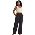 thumbnail image 4 of Womens Wide Leg Pants With Pockets Casual Work Dress Lounge Sweatpants High Waist Stretch Comfy Loose Trousers, 4 of 7