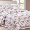 thumbnail image 2 of Cotton Quilt Bedding Set, Pink Floral Reversible Coverlet Bedspread for Guest Room, Bedroom, Home, Apartment, Dorm, Hotel, RV, Cottage, King - 3 Piece, 2 of 3