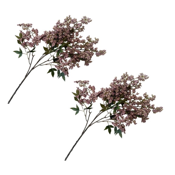 2Pcs Artificial Purple Berry Stem 35 Inch Spring Flowers Picks Branches Realistic Sedum Stem Spray For Wedding Holiday Seasonal Farmhouse Mantel Harvest Diy Home Decorations