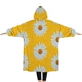 thumbnail image 2 of Oversized Wearable Blanket Hoodie,Yellow Daisy Flower White Blooms Pattern Sherpa Blanket Hoodie with Super Pockets,Super Warm Fuzzy Pullover for Women & Men, 2 of 6