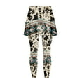thumbnail image 5 of SCRAWLGOD Vintage Cow Print American Tribal Beige Skirted Leggings for Women Non See-Through Casual Athletic Skorts Leggings High Waist Washable Tennis Yoga Golf Tights with Pocket, L, 5 of 7