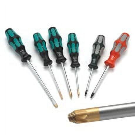 Wera 05347778001 Kraftform Plus Lasertip Screwdriver Set w/ Rack (6-Piece), Phillips & Slotted, Anti-Slip Tips, Ergonomic Handles