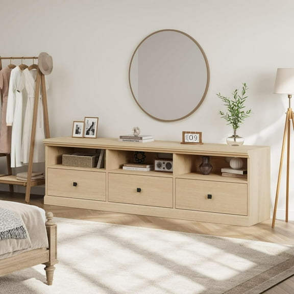 70" Modern TV Stand for TVs up to 75"",Tv Console Table,Entertainment Center with Storage Drawer and Open Shelves, Media Cabinet for Living Room,Bedroom