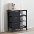 thumbnail image 2 of Kadyn Kitchen Island Cart, Moveable Kitchen Cart with Three Drawers and Three Layers Black Handle, Rolling Bar Cart for Home, Black, 2 of 10