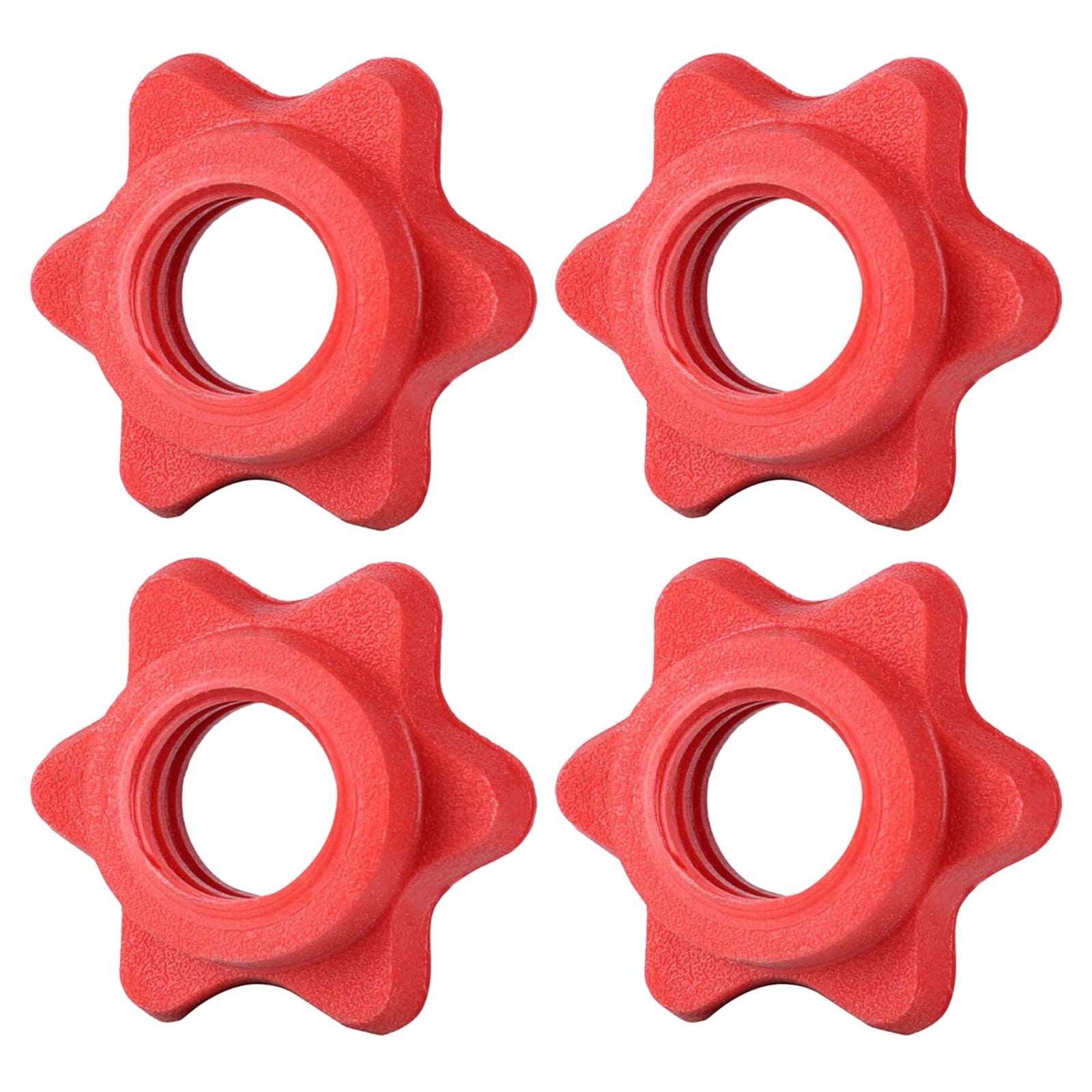 4pcs 1Inch/25mm Red Plastic Dumbbell Bar Hexagonal Nut Spin-Lock Collars 