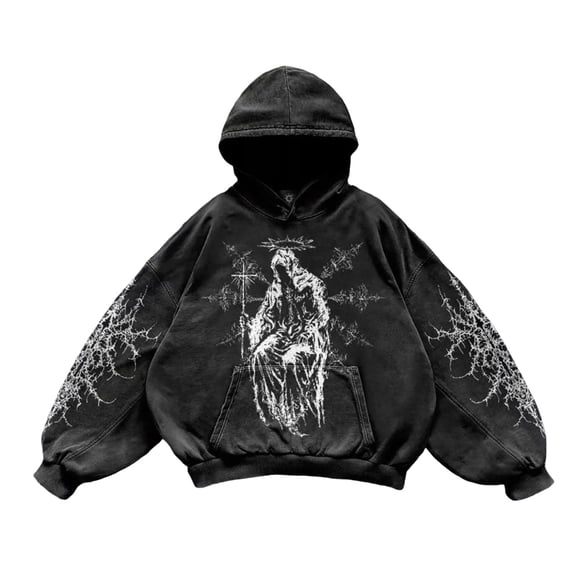 Hoodies Men Fall Winter Warm Lined Whimsical Print Long Sleeve Hooded Sweatshirt with Pocket Loose Laid Back Men's Fashion Hoodies Sweatshirts