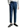 thumbnail image 2 of SSAAVKUY Men's Classic Trendy Naples Italian Style Pants No Belt Required Dress Pants Dress Pants Adjustable Waist Regular Fit Straight Suit Pants Blue 10, 2 of 4