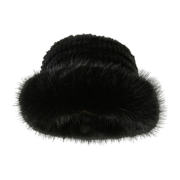 Charmgo Trucker Hat Clearance, Women's Winter Fisherman Hat Fashion Korean Style Knitted Versatile Plush Hat Bucket Hat Baseball Cap, Sun Hats for Women Black