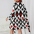 thumbnail image 2 of Gambling Casino Cards Night Robe Long Sleeve V Neck Robe With Belt Women's Sleepwear Dresses, 2 of 9