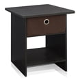 thumbnail image 3 of Furinno End Table - Night Stand Storage Shelf with Bin Drawer, Espresso & Brown - 17.8 x 15.5 x 15.5 in., 3 of 6