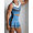 B1_Blue, variant on Men's Rainbow Horizontal Striped Sleeveless Racerback Crop Top & High Waist Ruffle Pleated Mini Skirt Two-Piece Festival Outfit