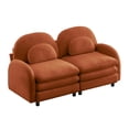 thumbnail image 6 of HUTWIFE 68.5" 2-Seater Teddy Velvet Sofa Orange Modular Couch with Curved Back & Lumbar Pillows, 6 of 9