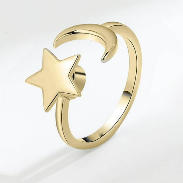 Anillos para mujer, regalos para mujer, anillo giratorio de estrella para mujer, apertura ajustable, anillo ajustable para dedo y estrella.