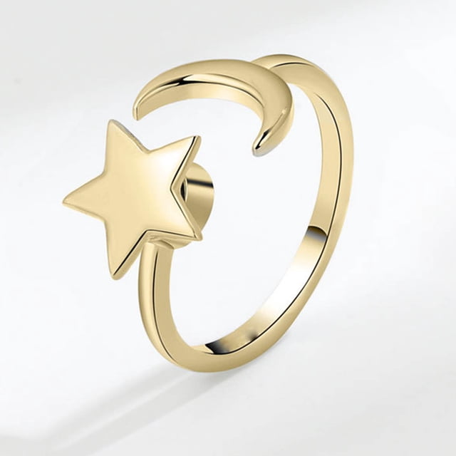 Anillos para mujer, regalos para mujer, anillo giratorio de estrella para mujer, apertura ajustable, anillo ajustable para dedo y estrella.