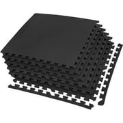 FlooringInc 1/2" Thick Exercise Tiles 2ft x 2ft Portable Interlocking Foam Tile Mats, 6 Tiles, Black