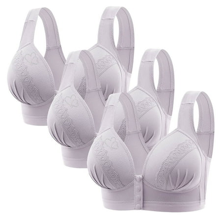 Black of Friday Deals!Clearance Staron 3PC Womens Bras No Underwire Front Closure Bras Soft Strap Wireless Bras Comfortable Breathable Bra No Underwire Bras
