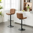 thumbnail image 4 of FIRAVOE Bar Stools with Back Sets of 2, Adjustable Swivel Counter Height Bar Stools (Double-Layer Upholstered), Modern PU Leather Bar Chair for Kitchen Island, Brown, 4 of 8