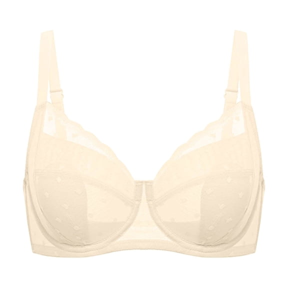 Xdegoge Lace Bra for Women Polka Dot Support Bra Half Cup Push-Up Bralette with Adjustable Straps, Breathable Sheer Elegant Underwear for All-Day Comfort