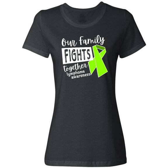 Inktastic Our Family Fights Together Lymphoma Awareness Lime Ribbon Women's T-Shirt