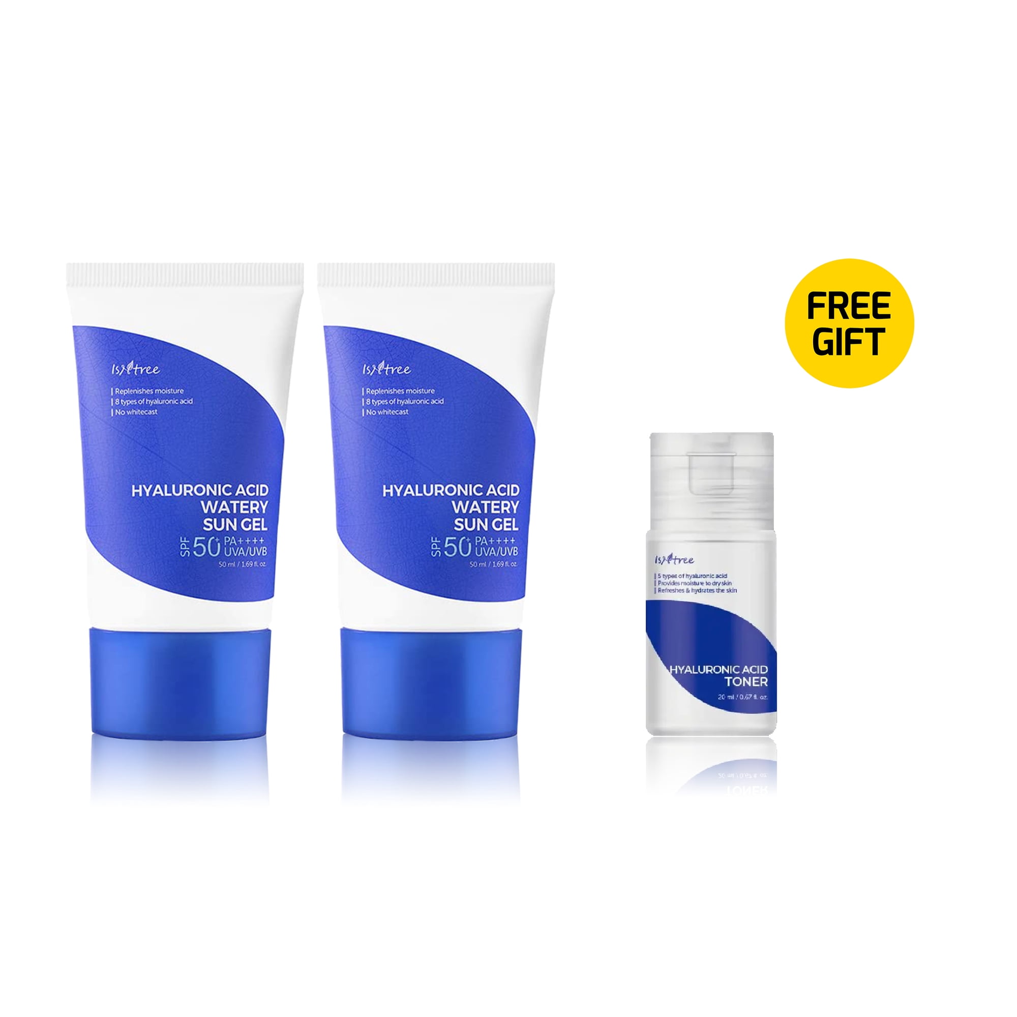 Isntree Hyaluronic Acid Watery Sun Gel 1.69 Fl Oz/50 ml Pack of 2