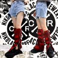 thumbnail image 2 of Calentadores de pierna acampanados rojos YONGSHENG con cremallera lateral letras Punk, 2 of 5