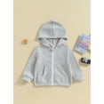 thumbnail image 2 of Bagilaanoe Toddler Baby Boy Hooded Jacket Solid Long Sleeve Zip-up Sweatshirt 12M 18M 24M 3T 4T 5T Kids Fall Casual Outwear, 2 of 8