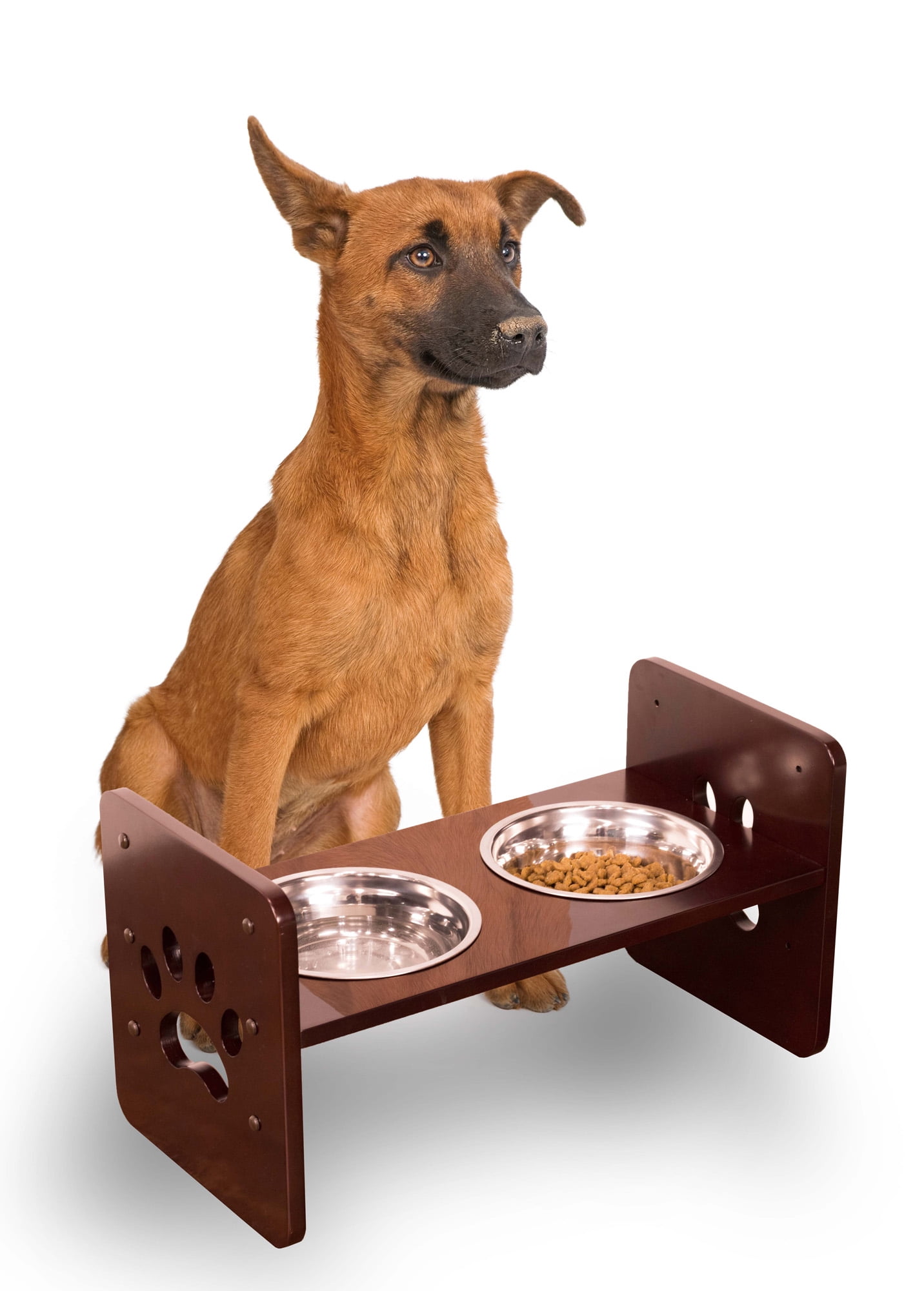 Contemporary Home Living 20" Brown Durable Adjustable Pet Feeder