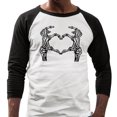 thumbnail image 2 of Skeleton Heart Hands Three-Quarter Raglan Sleeve Baseball Shirt Unisex Large White/Black, 2 of 5
