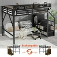 thumbnail image 5 of Mirightone Heavy Duty Metal Loft Bed Frame, Full Loft Bed with Storage Shelves, Stairs and Wardrobe, Space Saving High Loft bed for Adults & Teens, Industrial Apartment Loft Bed, Black, 5 of 12