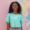 thumbnail image 4 of Dalix Smile Face Boxy Short Sleeve Tee Relaxed Summer Cotton Garment Dyed Womens in Mint S Small, 4 of 5