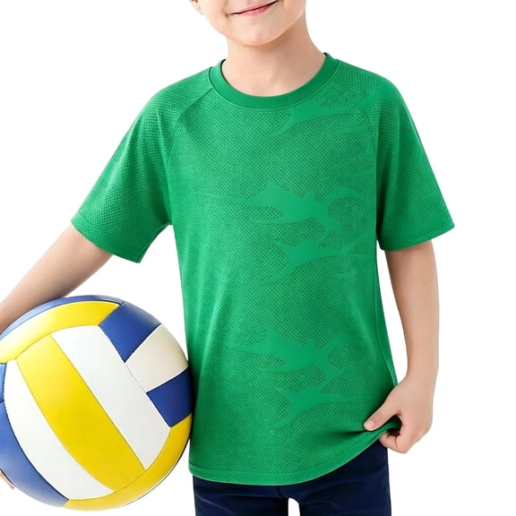 SOFTCCLO Boys Tshirts Short Sleeve Crewneck Solid Color Tops Sport Casual Athletic Comfy Kids T Shirts Size 13-14Y