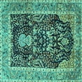 thumbnail image 1 of Ahgly Company Machine Washable Indoor Square Animal Turquoise Blue Traditional Area Rugs, 5' Square, 1 of 4