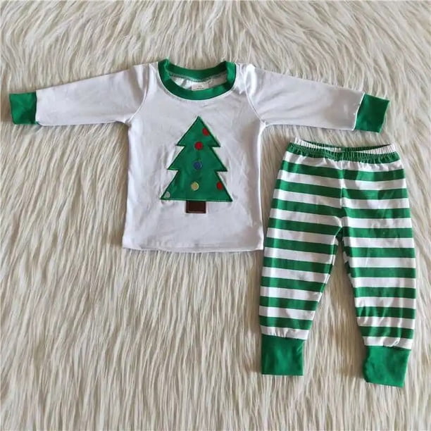 Venta al por mayor, ropa de Navidad a la moda para niñas, ropa de dormir, conjunto de puntos blancos, pantalones con volantes rojos para niños, conjunto de pijamas para Otoño e Invierno