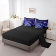 thumbnail image 5 of Feelyou Magic Dragon Wildlife Twin Bedding Sets for Boys, Futuristic City Bedding Comforter Set, Purple Blue, Black Reversible, 7-Piece, 5 of 7
