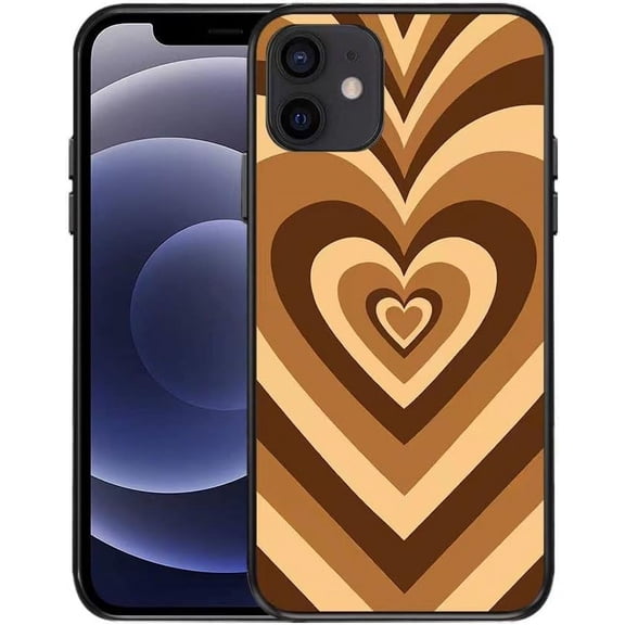 Compatible with iPhone SE2020 Case Brown Heart Print Cute Brown Heart Pattern Case for Women Girl Full Camera Protective Soft TPU Shockproof Phone Cover for iPhone SE2020