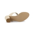 thumbnail image 5 of BLISSFUL STEP Women's Dual Clear Strap Block Heels Mules Slides Sandals Beige 6, 5 of 7