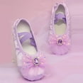 thumbnail image 2 of Xfvqtps Ballet Shoes for Girls Soft Sole Non Slip Cross Elastic Straps Mesh Glitter Rhinestone Canvas Dance Shoes for Gymnastics Performance Purple, 2 of 4
