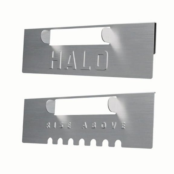 HALO 2-Pack Grease-Trap Gates for Elite Griddles, Silver Metal, Scalloped and Solid Design