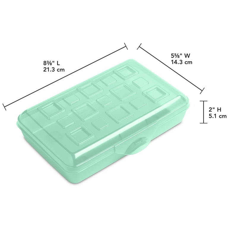 Sterilite Small Pencil Box Plastic, Green Tint