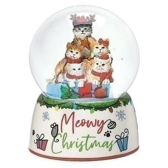 Roman Cat Christmas 100MM Dome in Tree Pile Windup Musical